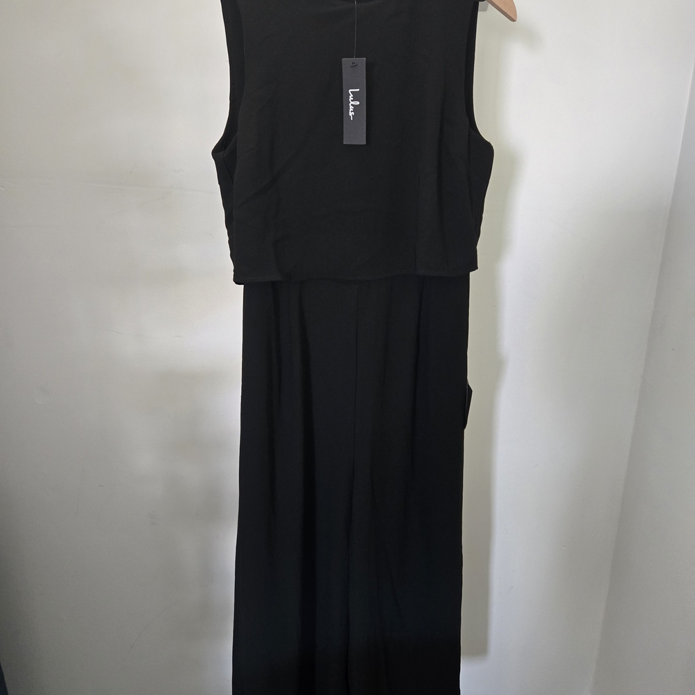 Lulus Glam-bition Black Backless Midi Jumpsuit Size M
